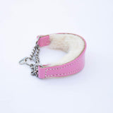 Pink Leather Wool-lined Martingale Collar