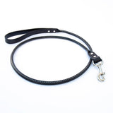Black Rolled Leather Lead