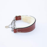 Tan Leather Wool-lined Martingale Collar